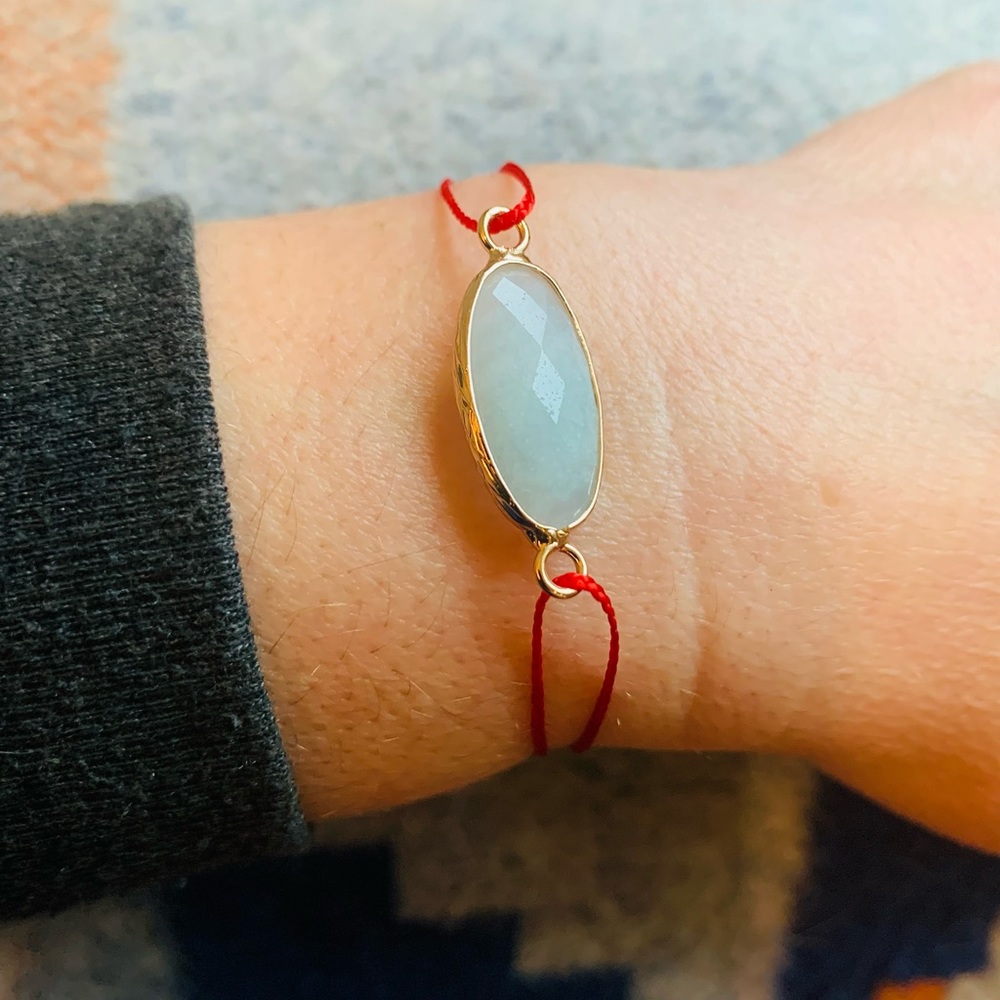 ✨18K Faceted Moonstone✨ Red Thread Bracelet✨ Kabbalah ✨ Red Silk String✨